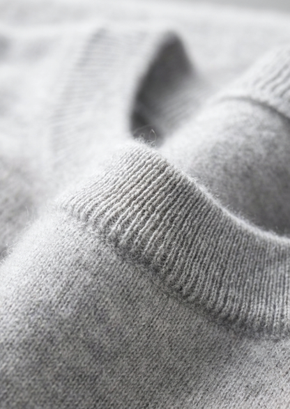 Premium Cashmere Classic Crewneck T-Shirt - Light Gray, view 4