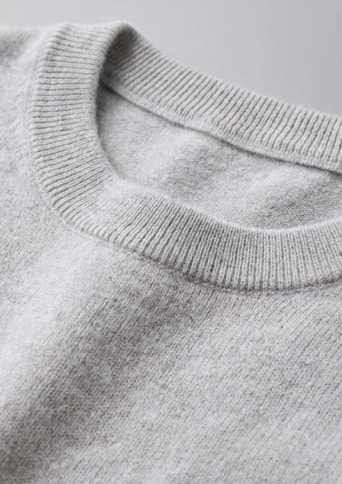 Premium Cashmere Classic Crewneck T-Shirt - Light Gray, view 2