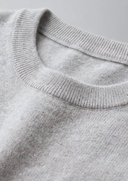 Premium Cashmere Classic Crewneck T-Shirt - Light Gray, view 2