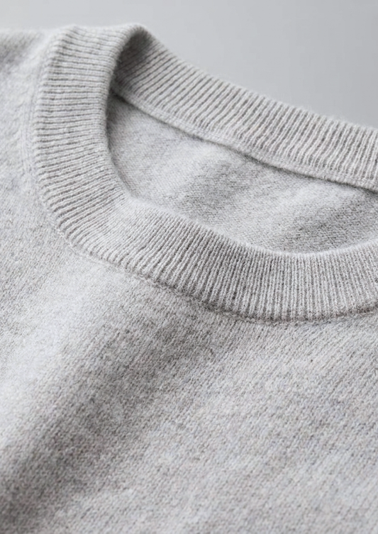 Premium Cashmere Classic Crewneck T-Shirt - Light Gray, view 2