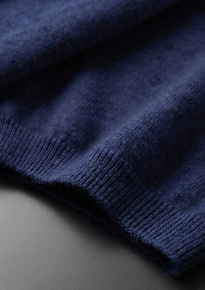 Premium Cashmere Classic Crewneck T-Shirt - Navy Blue, view 3