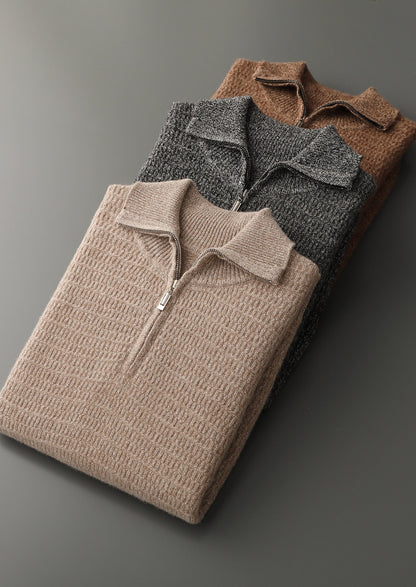 Pure Extra-Fine Merino Wool Textured Funnel Neck Sweater, view 14