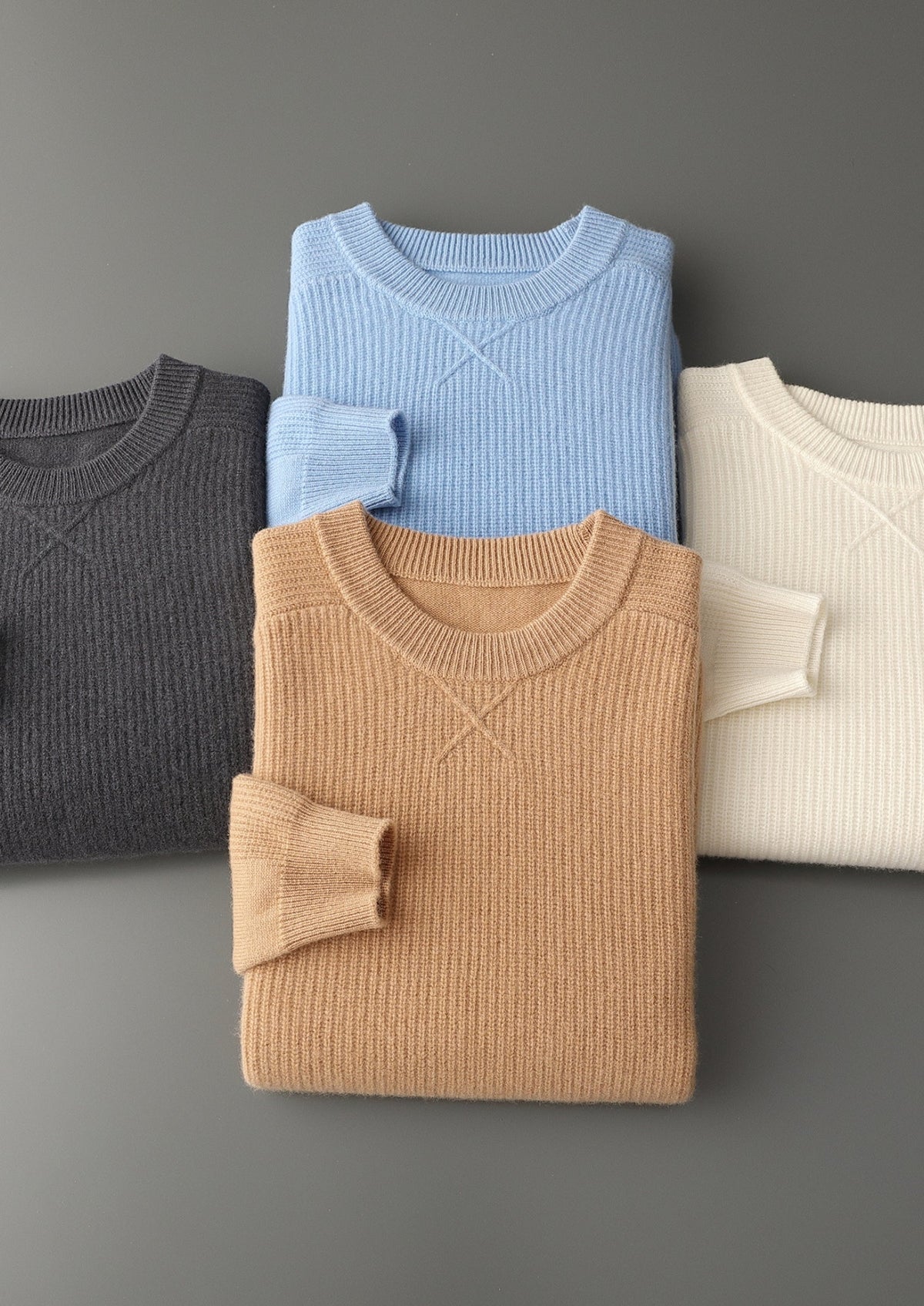 Pure Extra-Fine Merino Wool Ribbed Crewneck Sweater, view 16