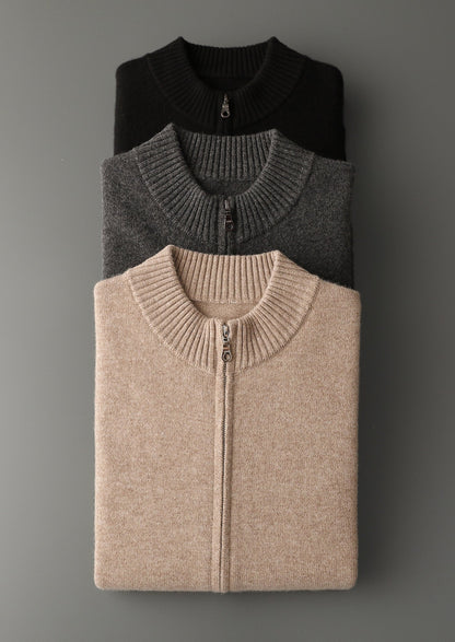 Pure Extra-Fine Merino Wool Dual Zip Cardigan, view 16