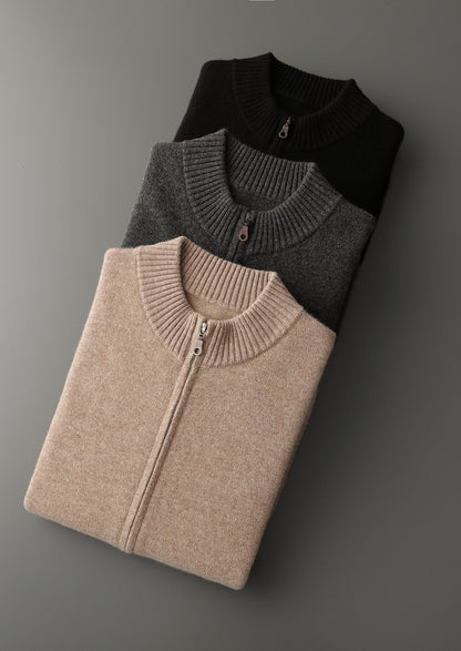 Pure Extra-Fine Merino Wool Dual Zip Cardigan, view 17