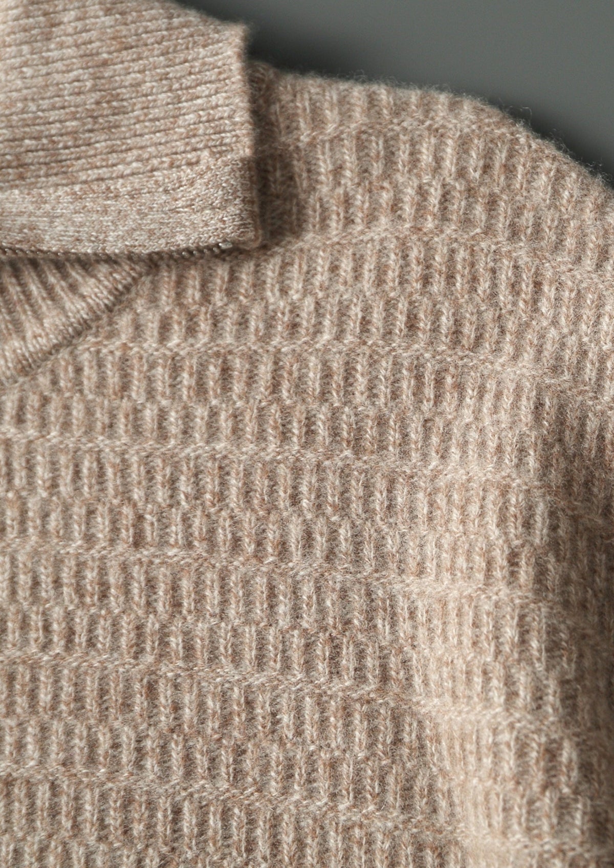 Pure Extra-Fine Merino Wool Textured Funnel Neck Sweater, view 5