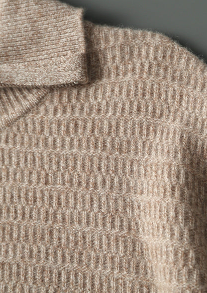 Pure Extra-Fine Merino Wool Textured Funnel Neck Sweater, view 5