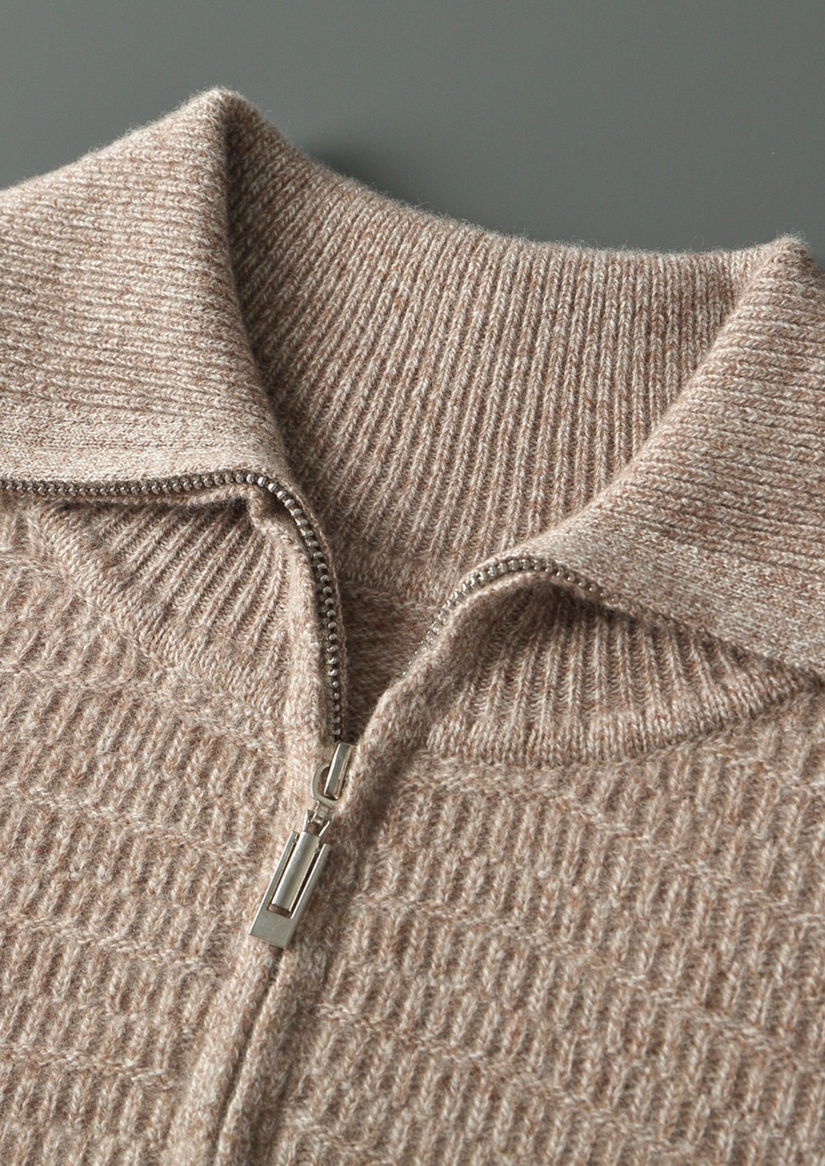 Pure Extra-Fine Merino Wool Textured Funnel Neck Sweater, view 6