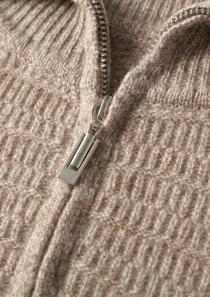 Pure Extra-Fine Merino Wool Textured Funnel Neck Sweater, view 3