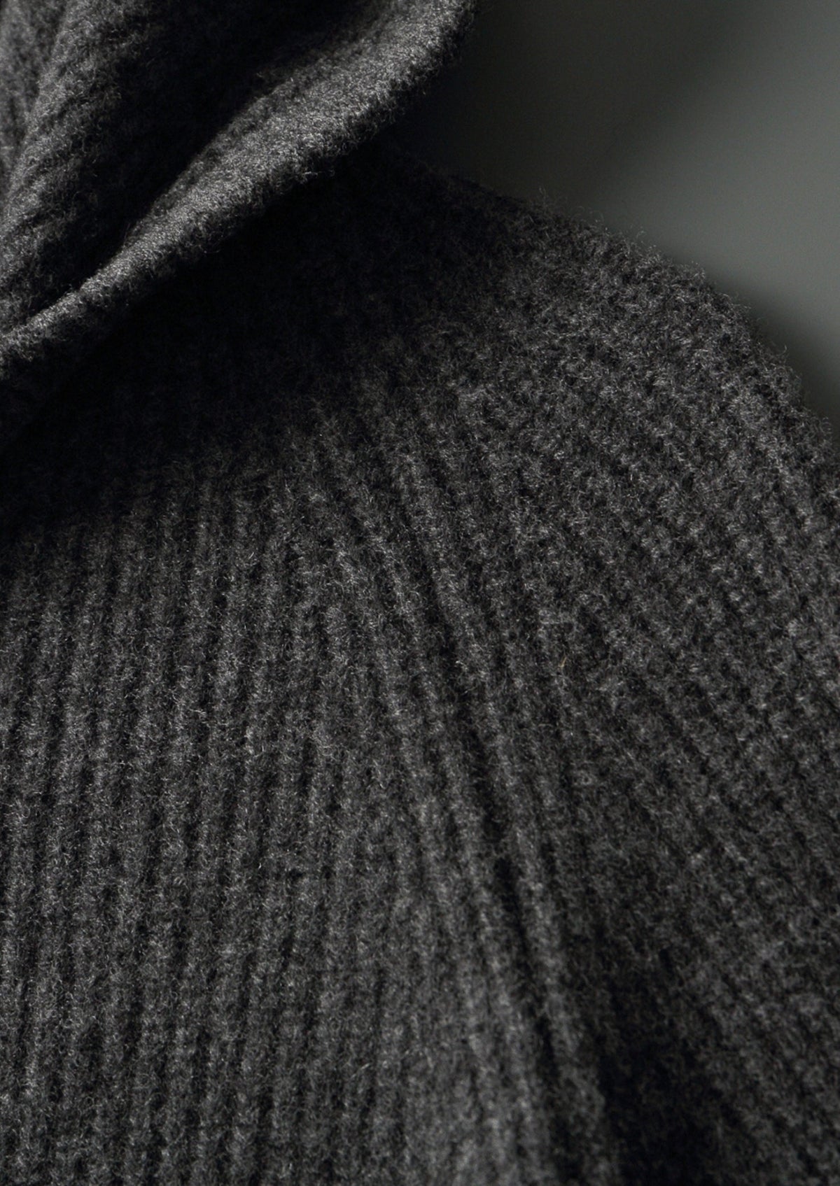 Pure Extra-Fine Merino Wool Ribbed Button Hoodie, view 3