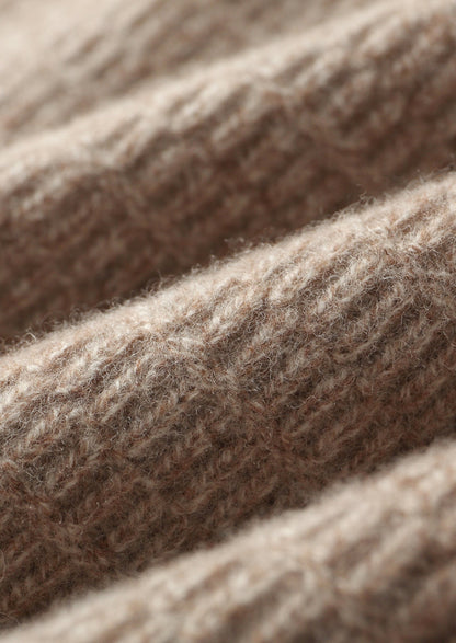 Pure Extra-Fine Merino Wool Textured Funnel Neck Sweater, view 9
