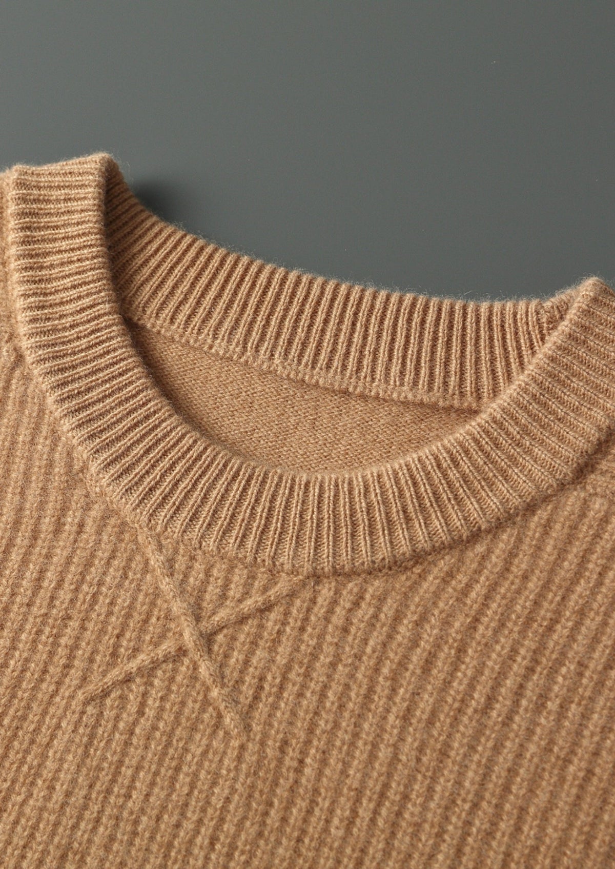 Pure Extra-Fine Merino Wool Ribbed Crewneck Sweater, view 4