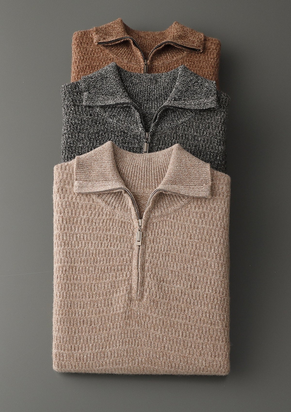 Pure Extra-Fine Merino Wool Textured Funnel Neck Sweater, view 12