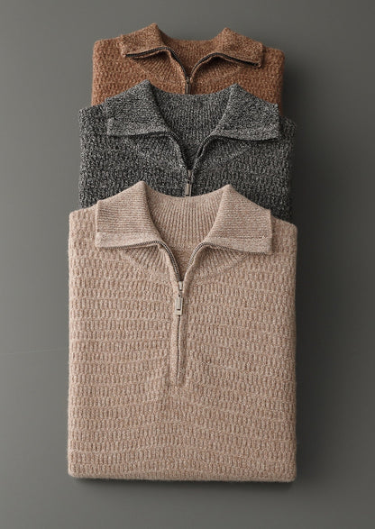 Pure Extra-Fine Merino Wool Textured Funnel Neck Sweater, view 12