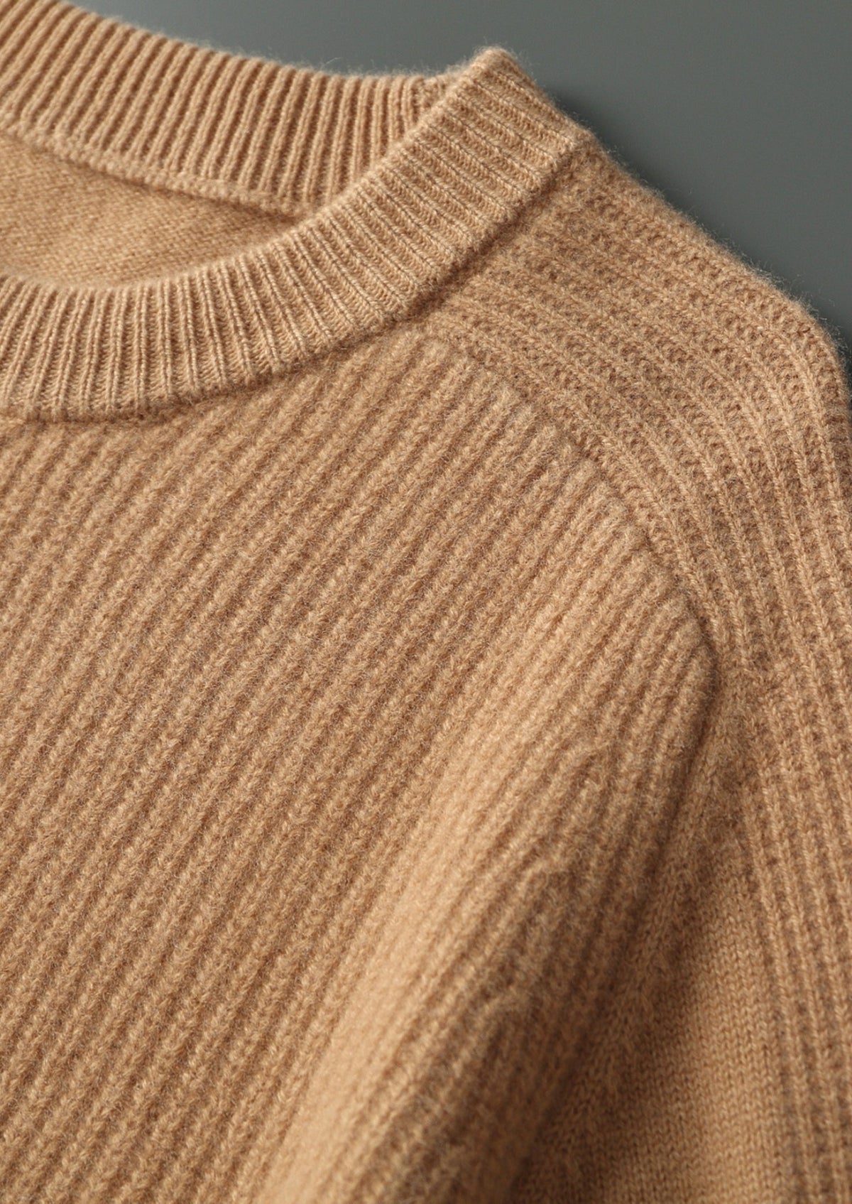 Pure Extra-Fine Merino Wool Ribbed Crewneck Sweater, view 13
