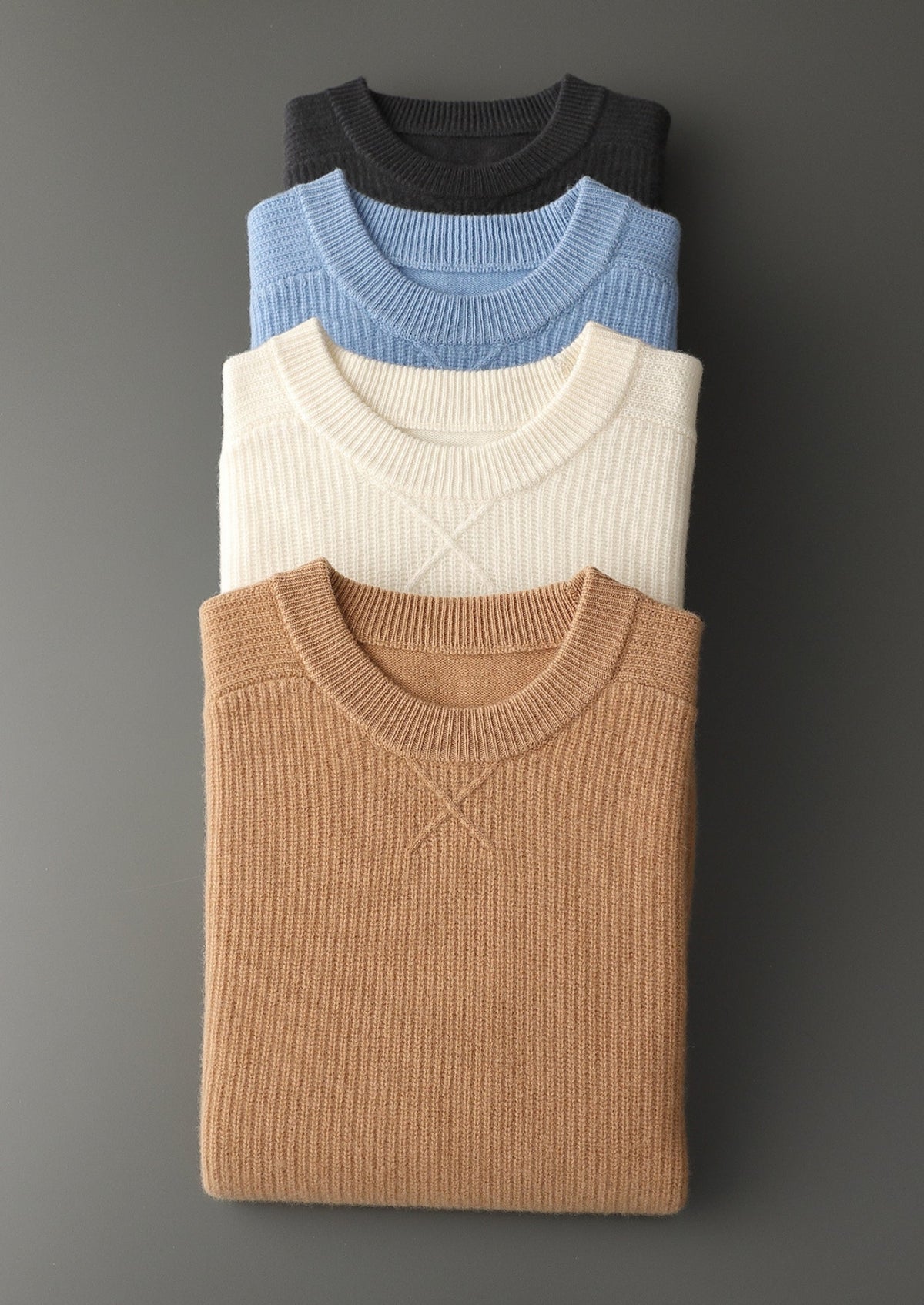 Pure Extra-Fine Merino Wool Ribbed Crewneck Sweater, view 14