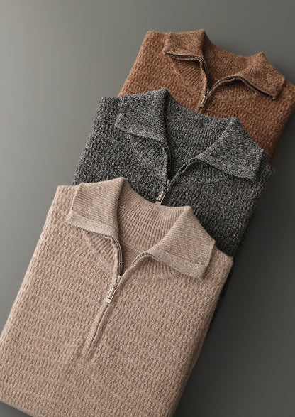 Pure Extra-Fine Merino Wool Textured Funnel Neck Sweater, view 13