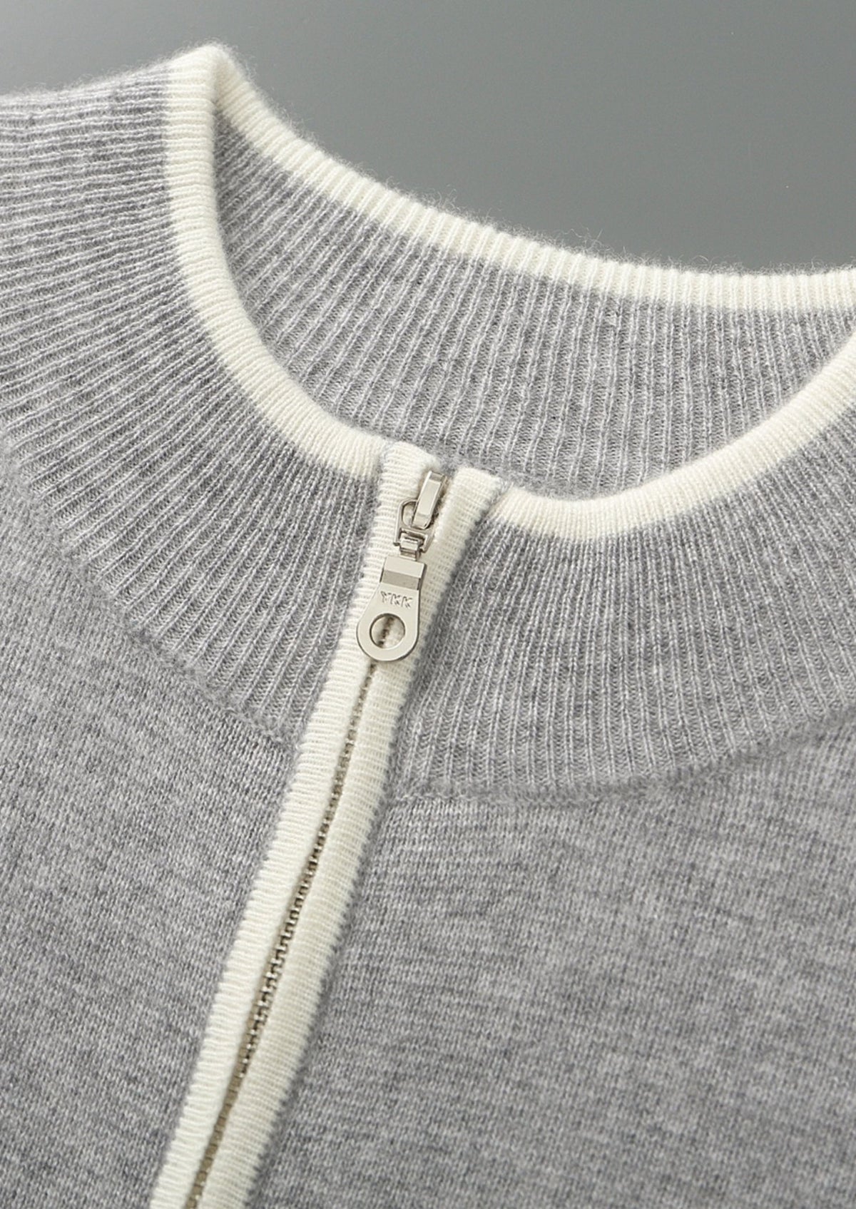 Pure Extra-Fine Merino Wool Contrast Zip Cardigan, view 6