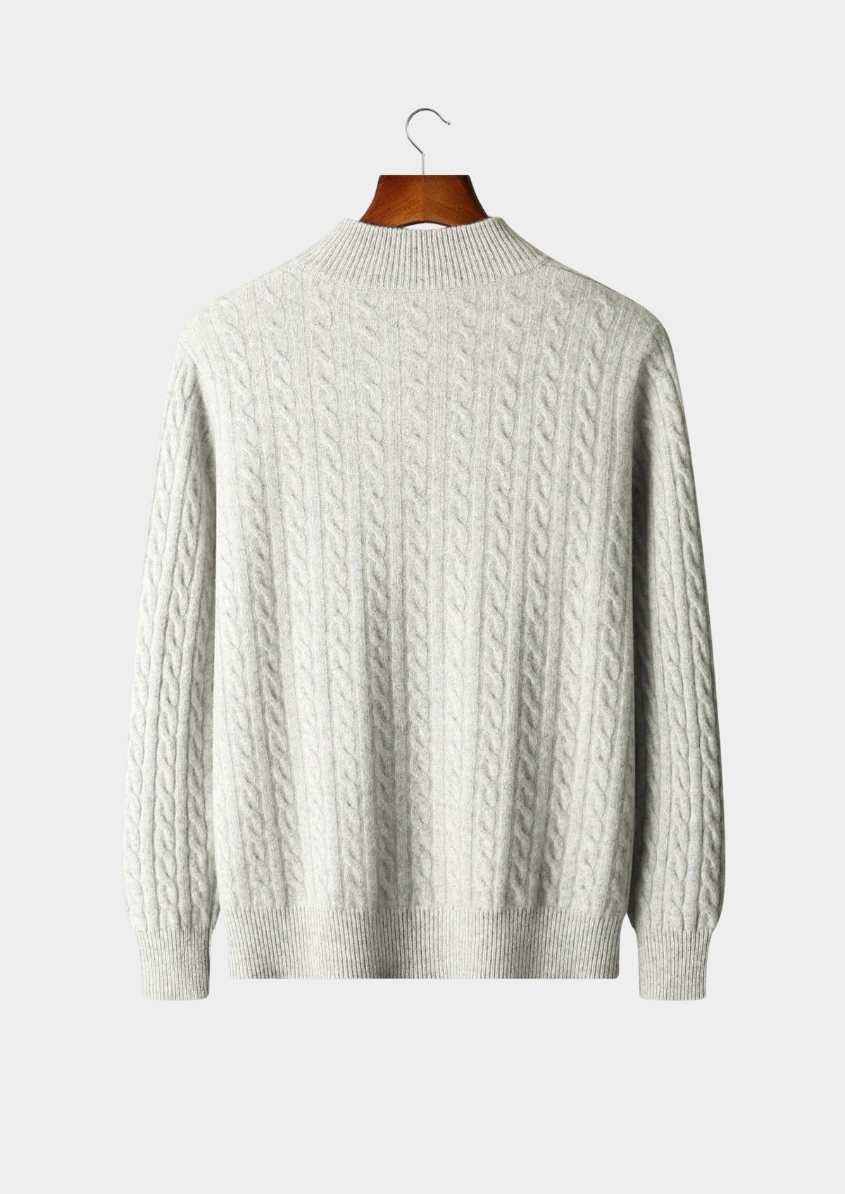 Pure Extra-Fine Merino Wool Cable Knit Zip Cardigan, view 11