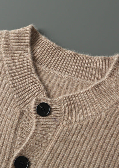 Pure Extra-Fine Merino Wool Ribbed Classic Button Cardigan, view 9