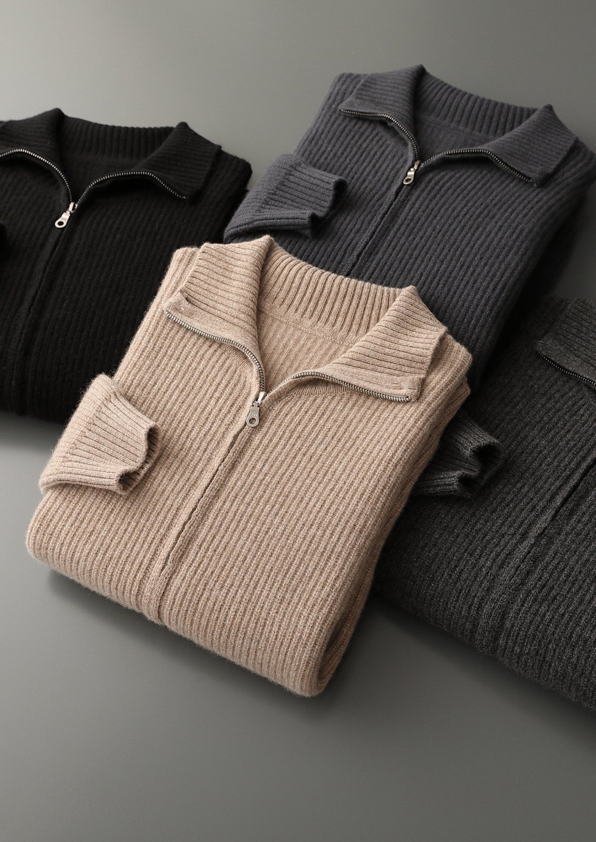 Pure Extra-Fine Merino Wool Ribbed Funnel Neck, view 2