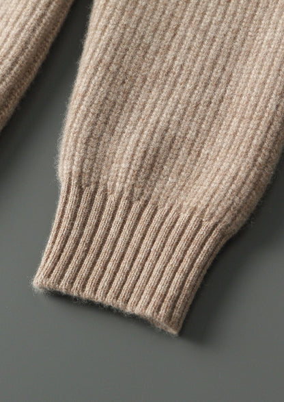 Pure Extra-Fine Merino Wool Ribbed Funnel Neck, view 8
