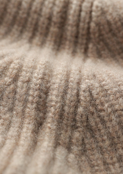 Pure Extra-Fine Merino Wool Ribbed Funnel Neck, view 10