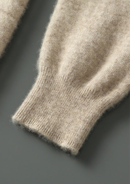 Pure Extra-Fine Merino Wool Two-Tone Leisure Hoodie, view 13