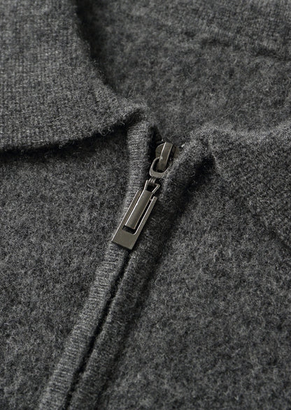 Pure Extra-Fine Merino Wool Contrast Zip Polo, view 6