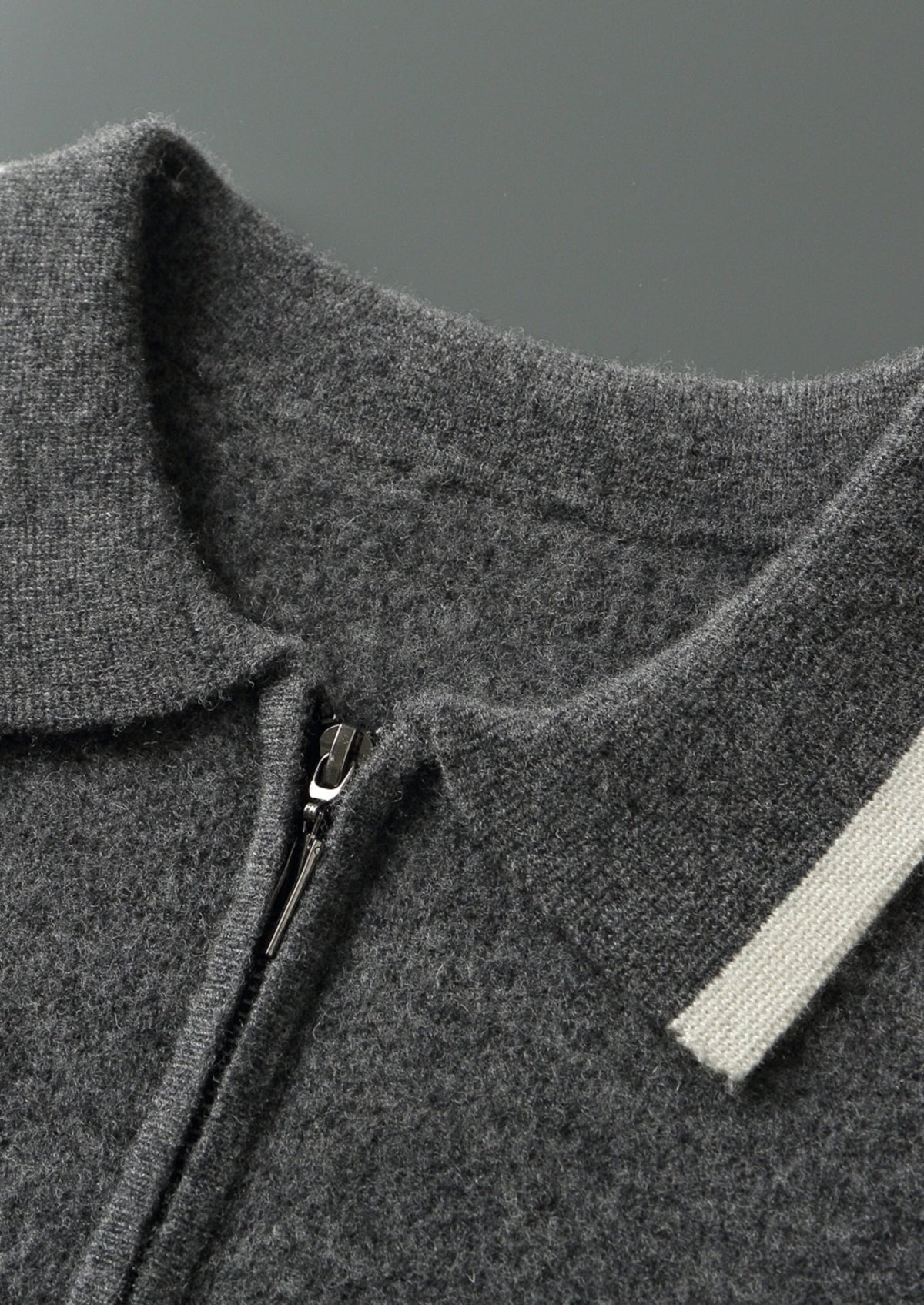 Pure Extra-Fine Merino Wool Contrast Zip Polo, view 4