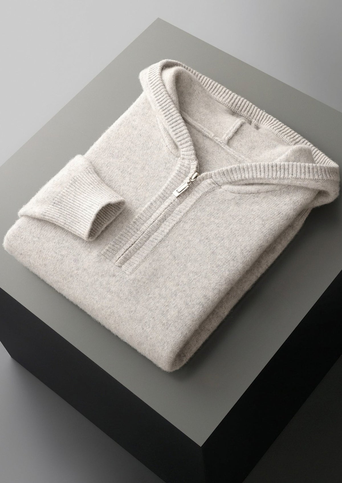 Pure Extra-Fine Merino Wool Quarter-Zip Hoodie, view 14