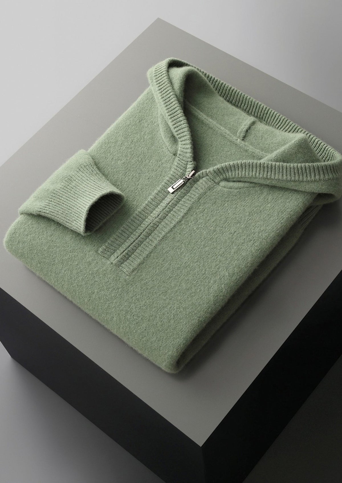 Pure Extra-Fine Merino Wool Quarter-Zip Hoodie, view 16