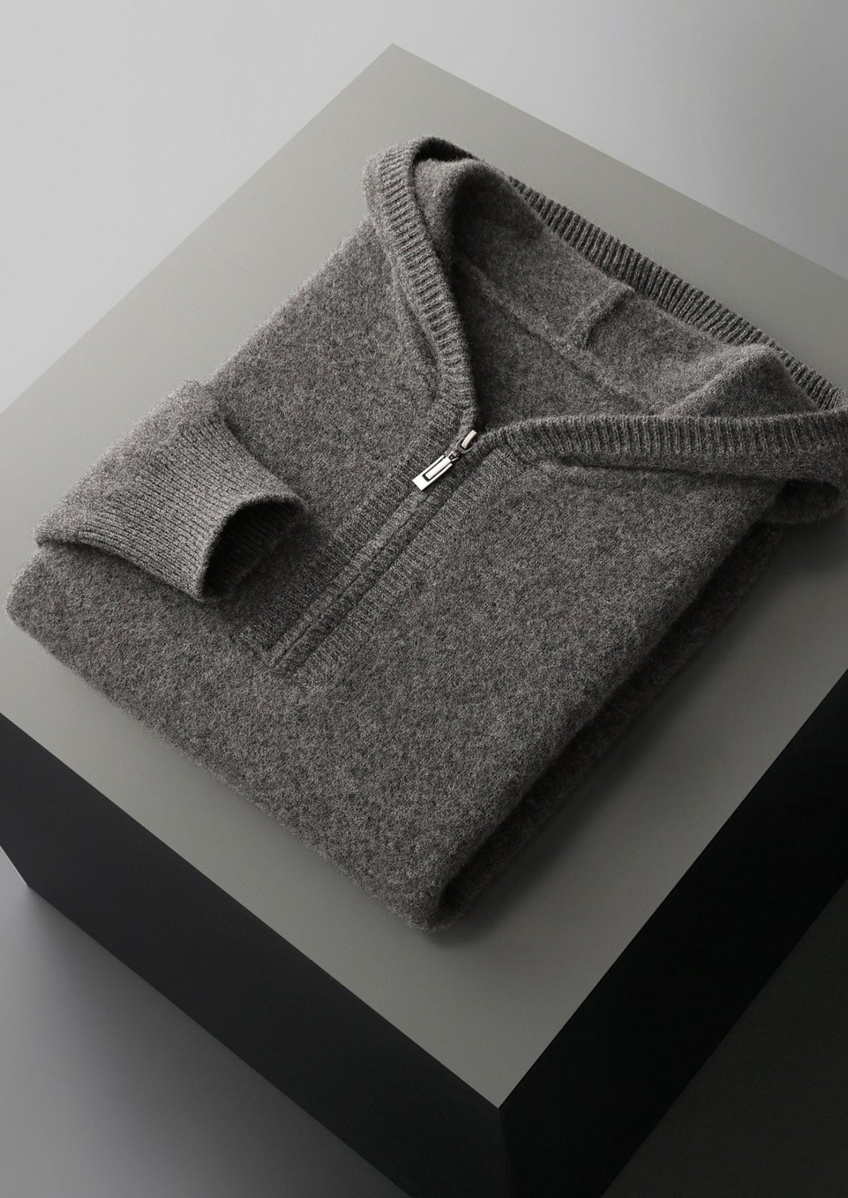Pure Extra-Fine Merino Wool Quarter-Zip Hoodie, view 17