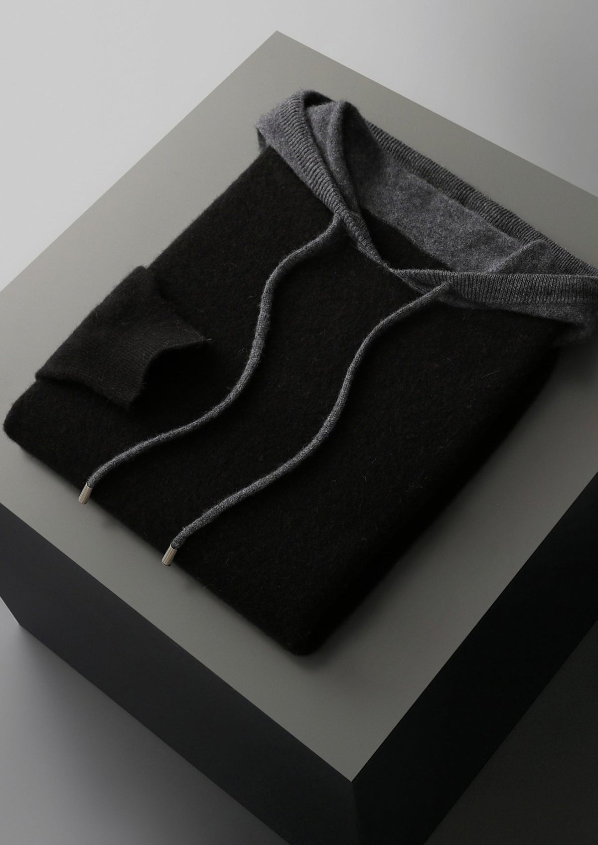 Pure Extra-Fine Merino Wool Two-Tone Leisure Hoodie, view 22