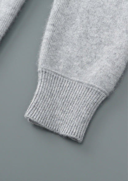 Pure Extra-Fine Merino Wool Two-Tone Funnel Neck Cardigan, view 10