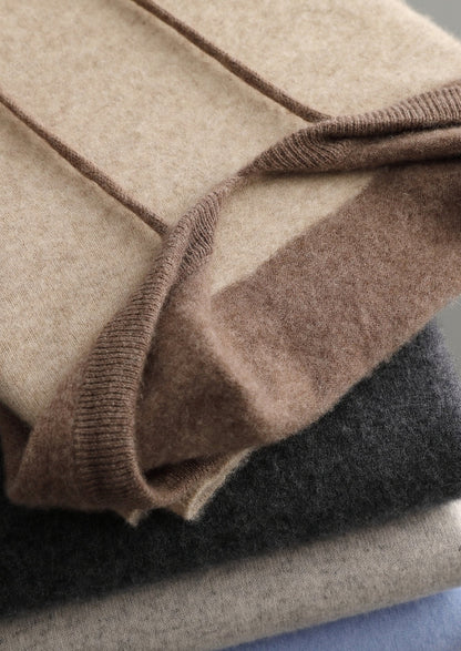Pure Extra-Fine Merino Wool Two-Tone Leisure Hoodie, view 23