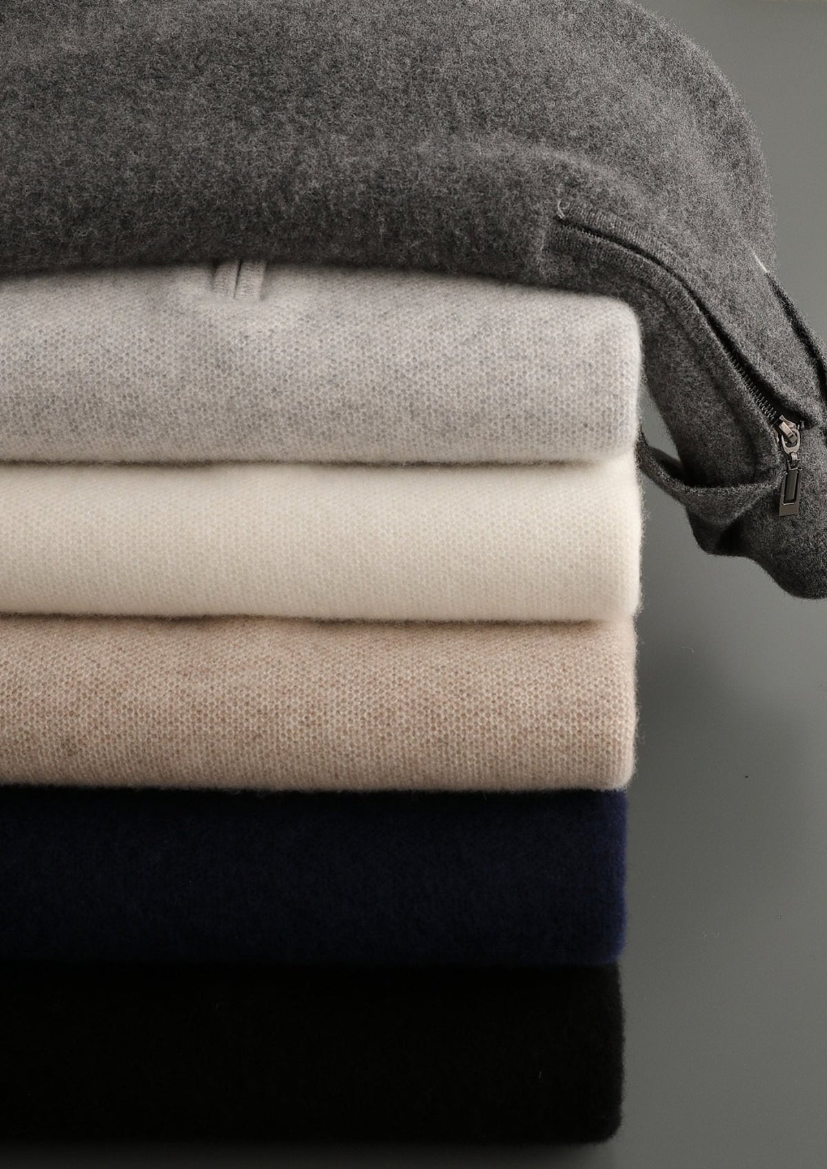Pure Extra-Fine Merino Wool Contrast Zip Polo, view 22