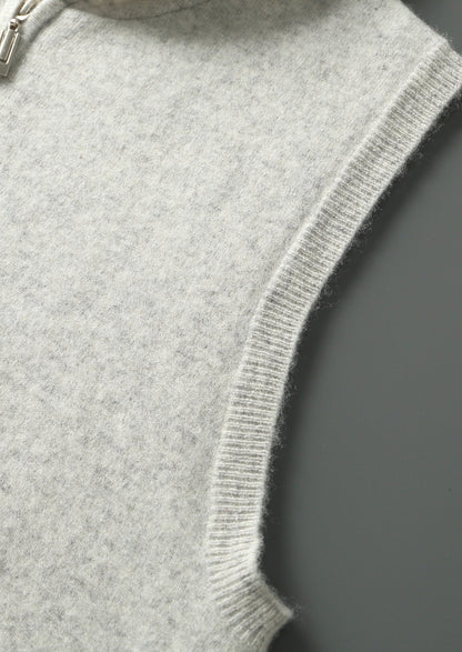 Pure Extra-Fine Merino Wool Hooded Zipper Vest, view 11