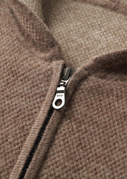 Pure Extra-Fine Merino Wool Jacquard Zip Hoodie, view 4