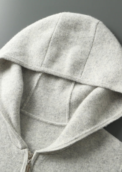 Pure Extra-Fine Merino Wool Hooded Zipper Vest, view 5