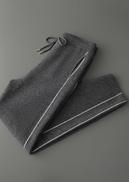 Pure Extra-Fine Merino Wool Jaquard Knit Trousers, view 13