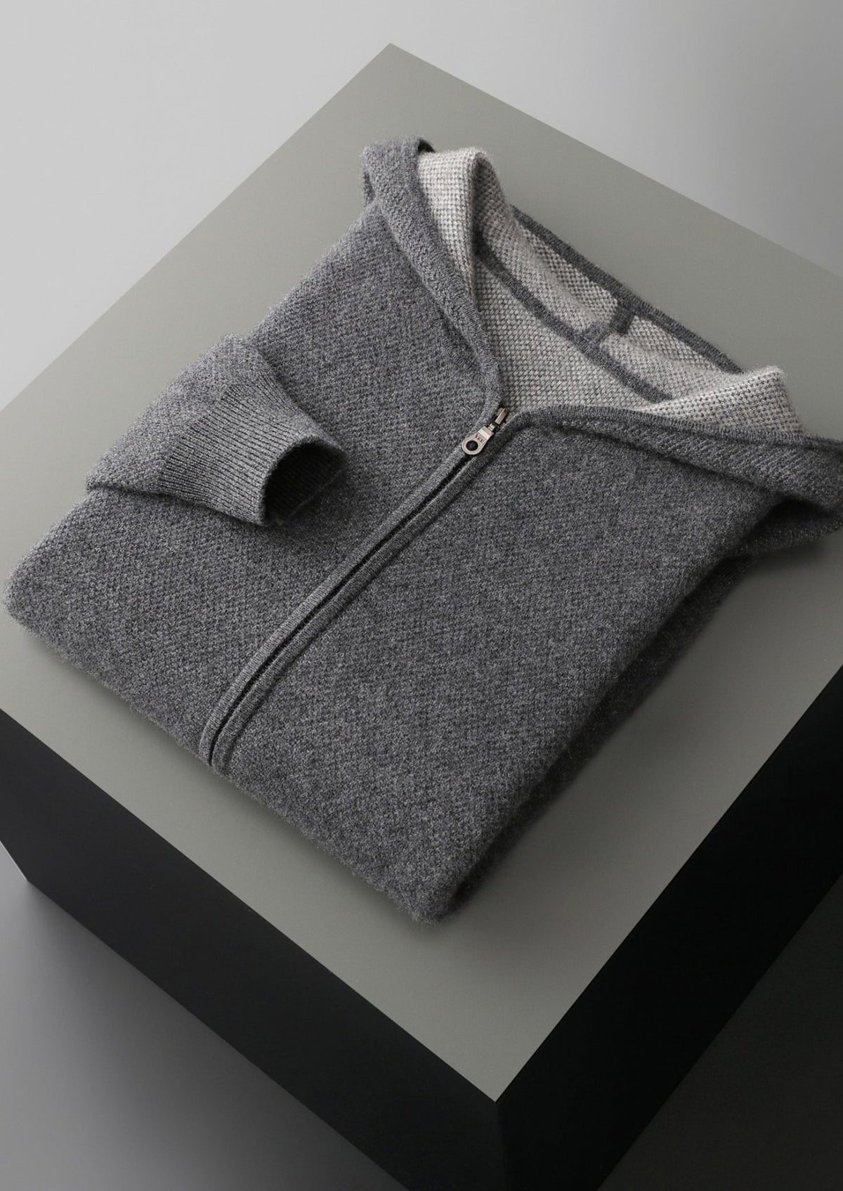 Pure Extra-Fine Merino Wool Jacquard Zip Hoodie, view 16