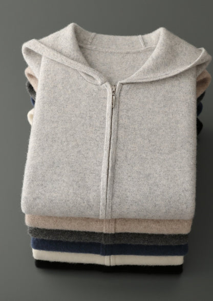 Pure Extra-Fine Merino Wool Hooded Zipper Vest, view 19