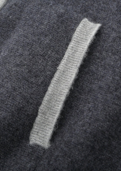 Pure Extra-Fine Merino Wool Two-Tone Zipper Hoodie, view 11