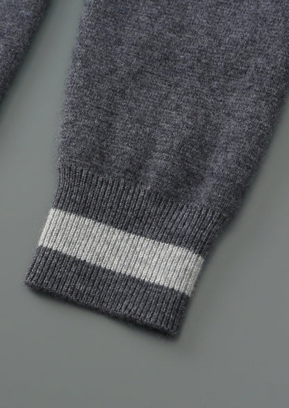 Pure Extra-Fine Merino Wool Two-Tone Zipper Hoodie, view 13