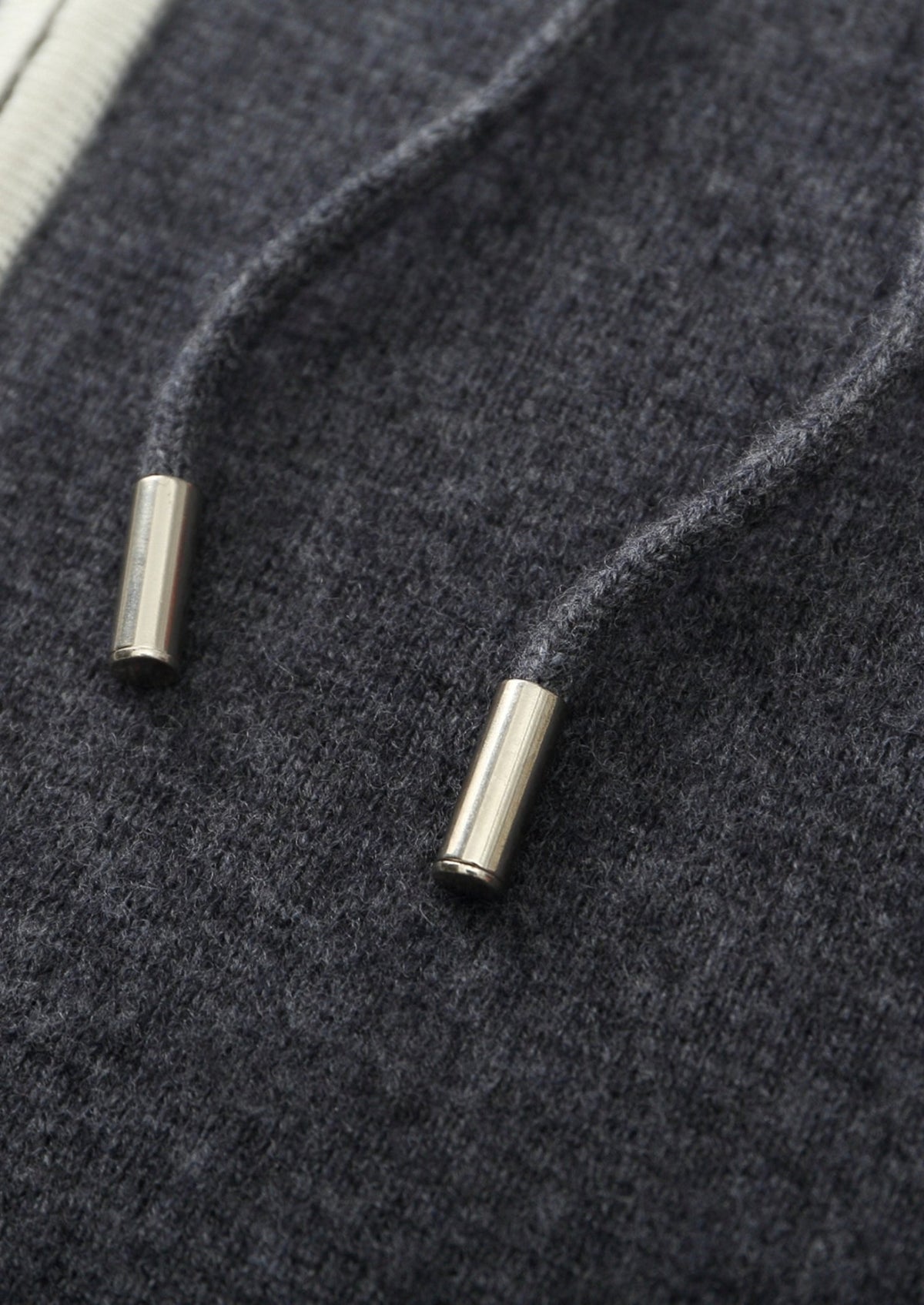 Pure Extra-Fine Merino Wool Contrast Zipper Hoodie, view 9