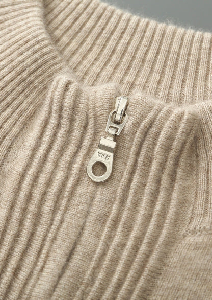 Pure Extra-Fine Merino Wool Textured Zip Cardigan, view 4