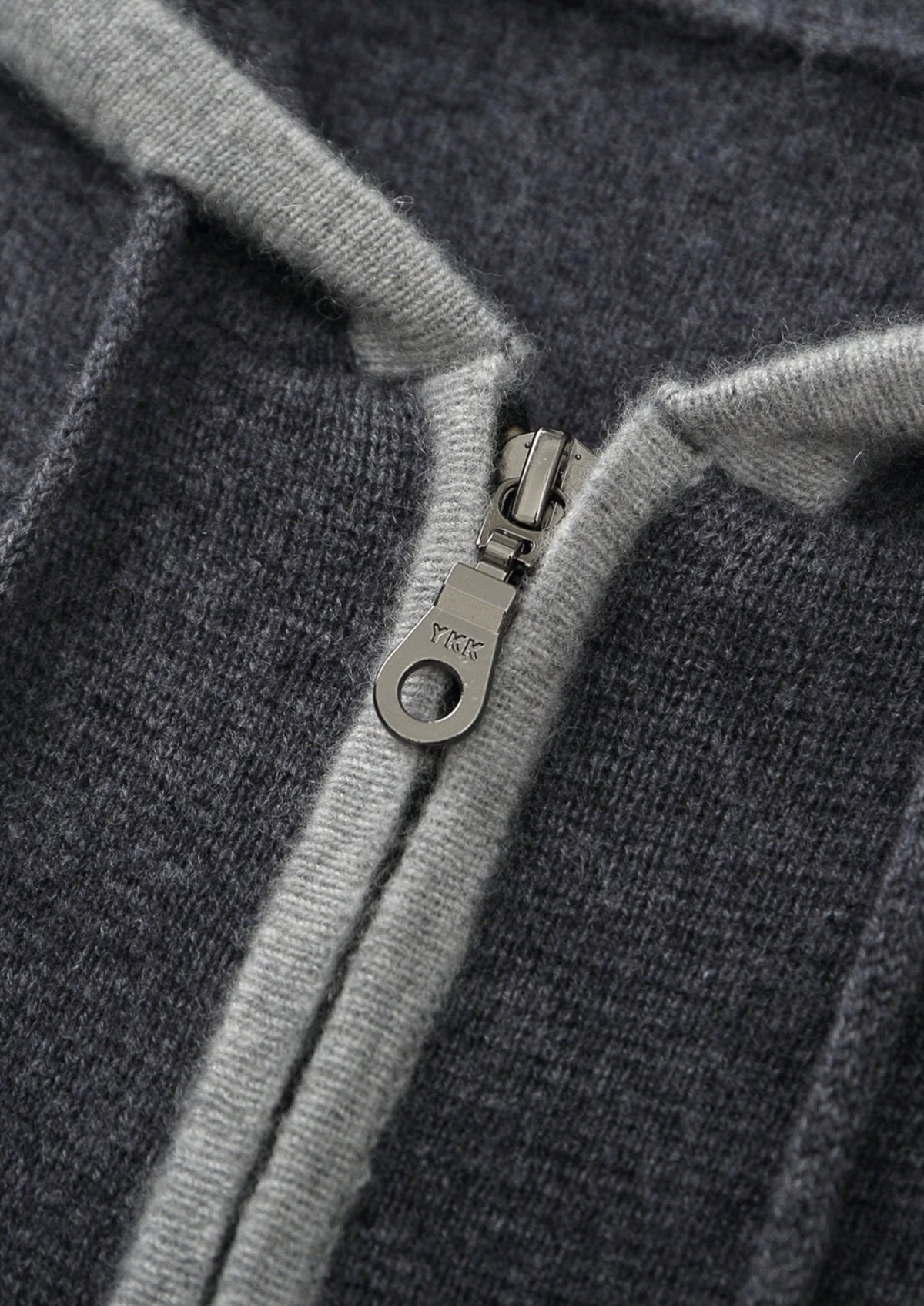 Pure Extra-Fine Merino Wool Two-Tone Zipper Hoodie, view 4
