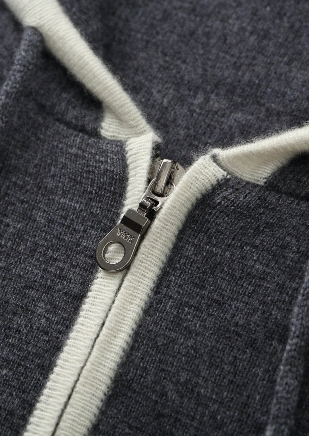 Pure Extra-Fine Merino Wool Contrast Zipper Hoodie, view 7