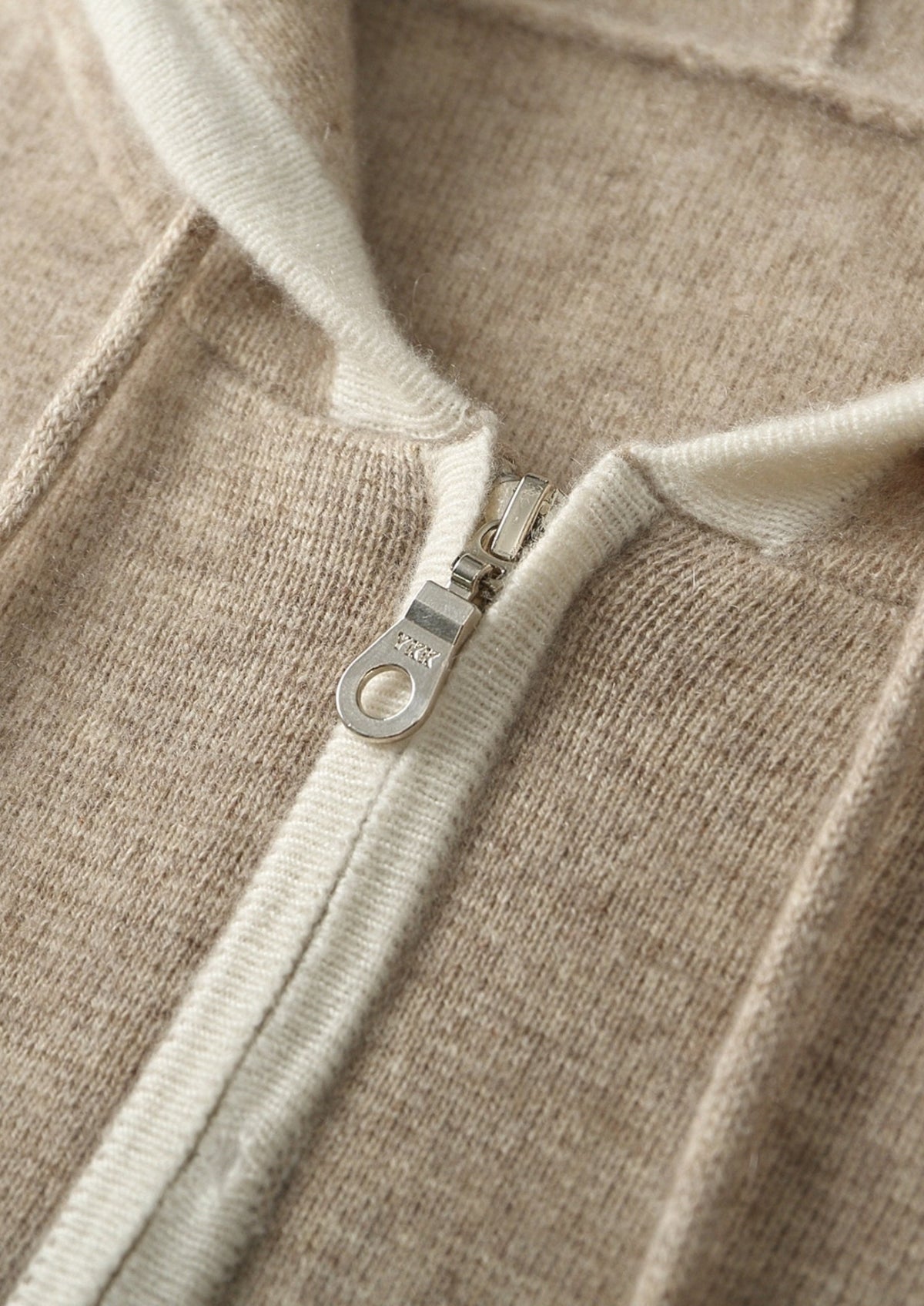 Pure Extra-Fine Merino Wool Contrast Zipper Hoodie, view 20